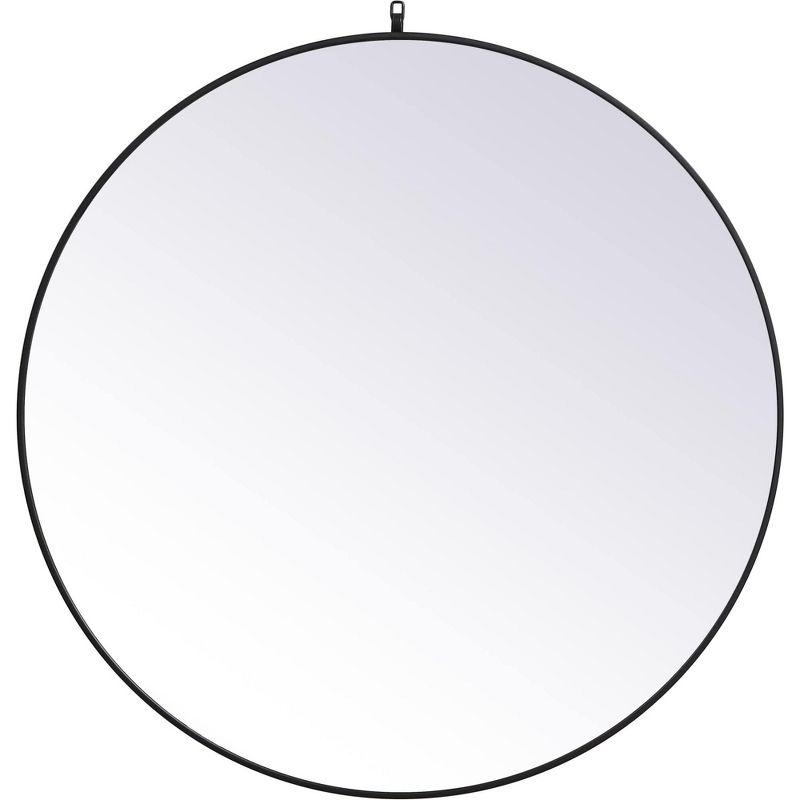 Elegant Lighting Metal frame round mirror with decorative hook 45 inch in Black