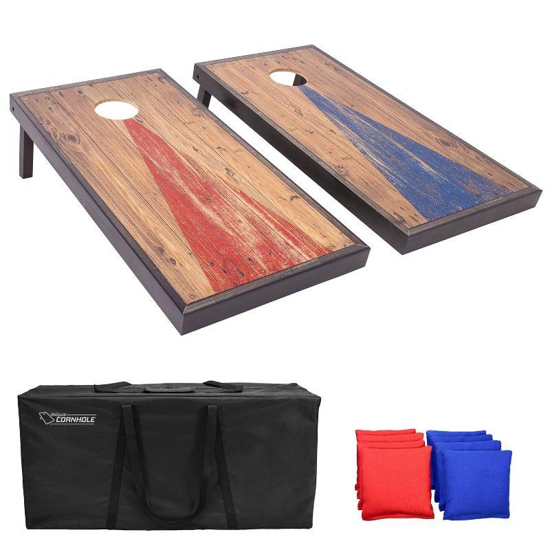 GoSports 4' x 2' Rustic Wood Cornhole Set with Bean Bags