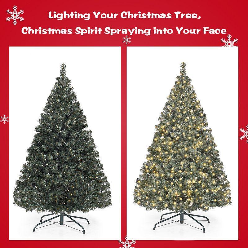 Tangkula 4.5'PVC Pre-lit Artificial Christmas Tree Hinged Tips w/200 LED Light