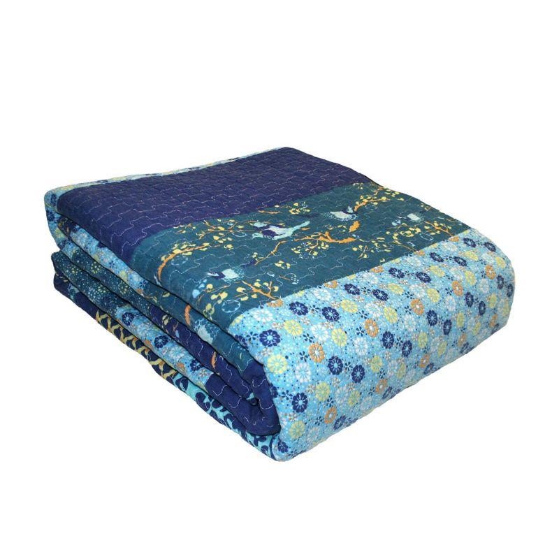 Navy Cotton Reversible King Quilt Set