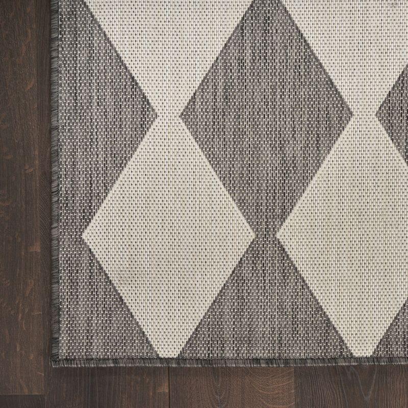 Nourison Positano 5' x 7' Charcoal Diamond Modern Flatweave Indoor/Outdoor Rug