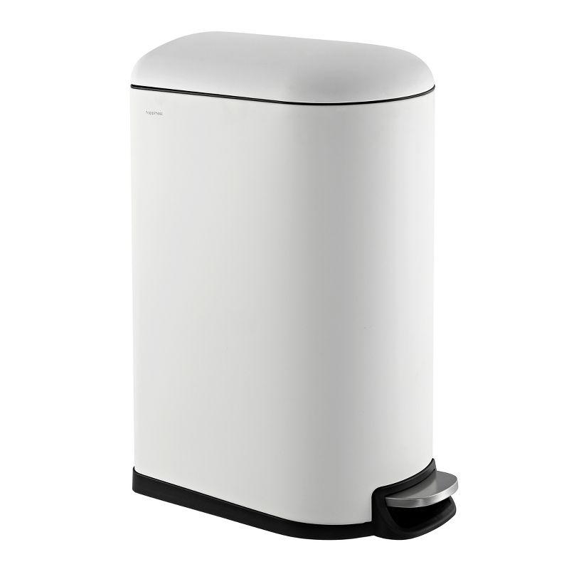 White Stainless Steel Fingerprint Resistant Step Trash Can