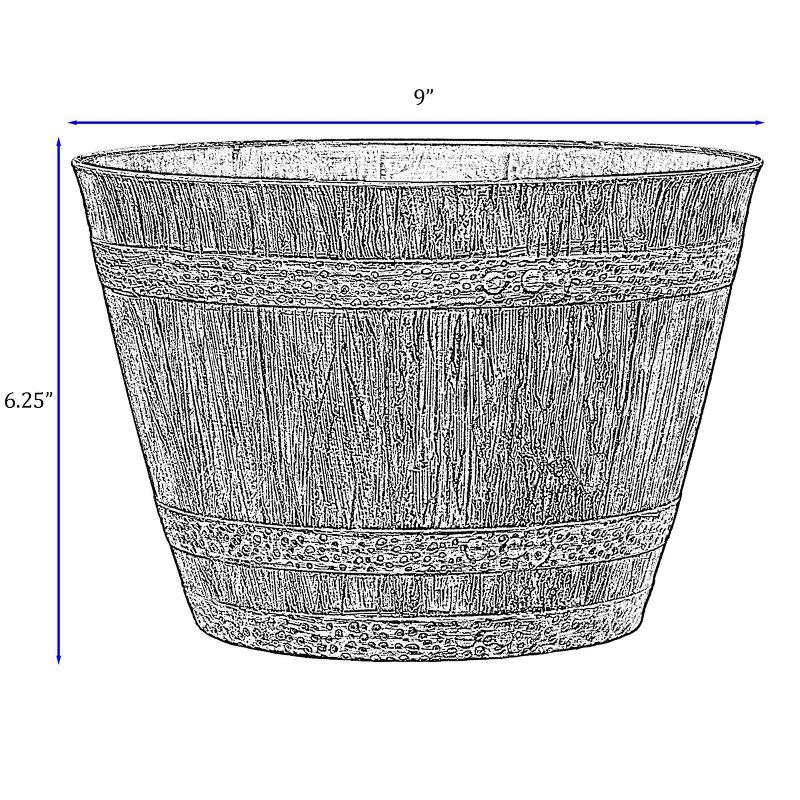 Classic Home and Garden 5pc Whiskey Barrel Planter Pot Distressed Oak: UV Protected, High Density Resin, Indoor/Outdoor Use