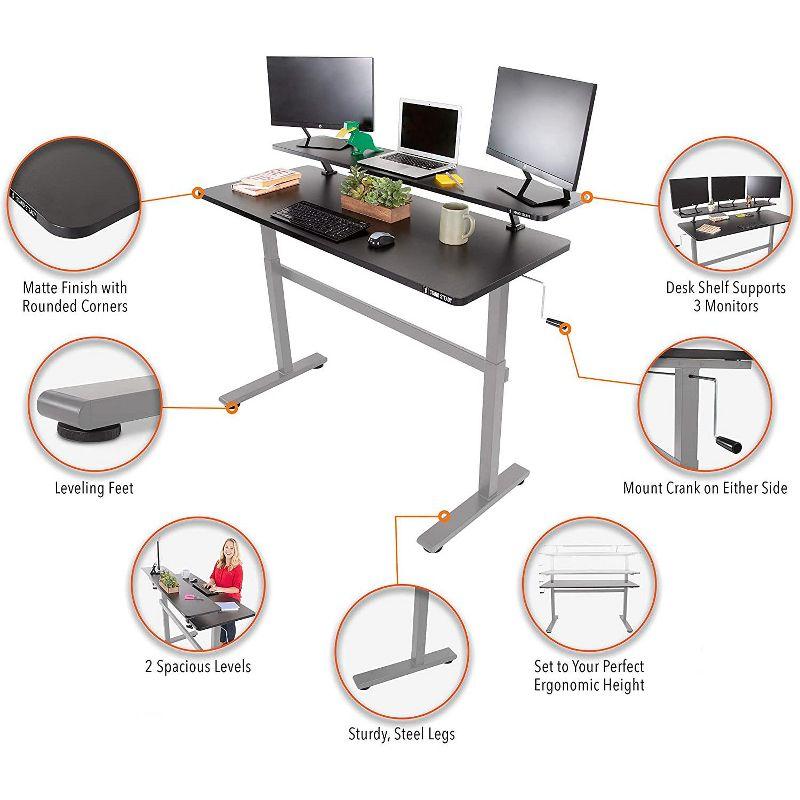 Tranzendesk Standing Desk With Clamp-On Shelf - 55" | Sit to Stand Workstation with 55" Monitor Stand - Black