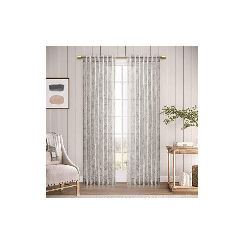 Red Barrel Studio® Roodhouse Premium Leaf Embroidered Semi-Sheer Rod Pocket Double Wide Patio Curtain Panel