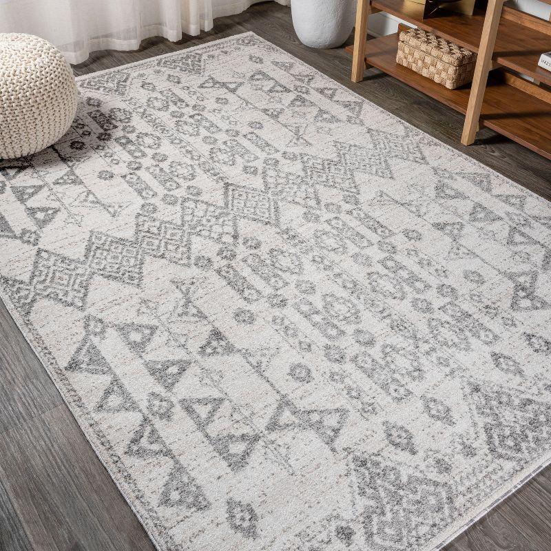 3'x5' Idris  Diamond Geometric Area Rug, Gray/Beige - JONATHAN Y