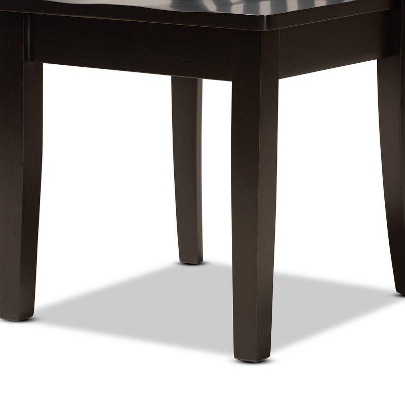 2pc MinetteWood Dining Chair Set Dark Brown - Baxton Studio: Elegant Scoop Seat, Polyester Upholstery