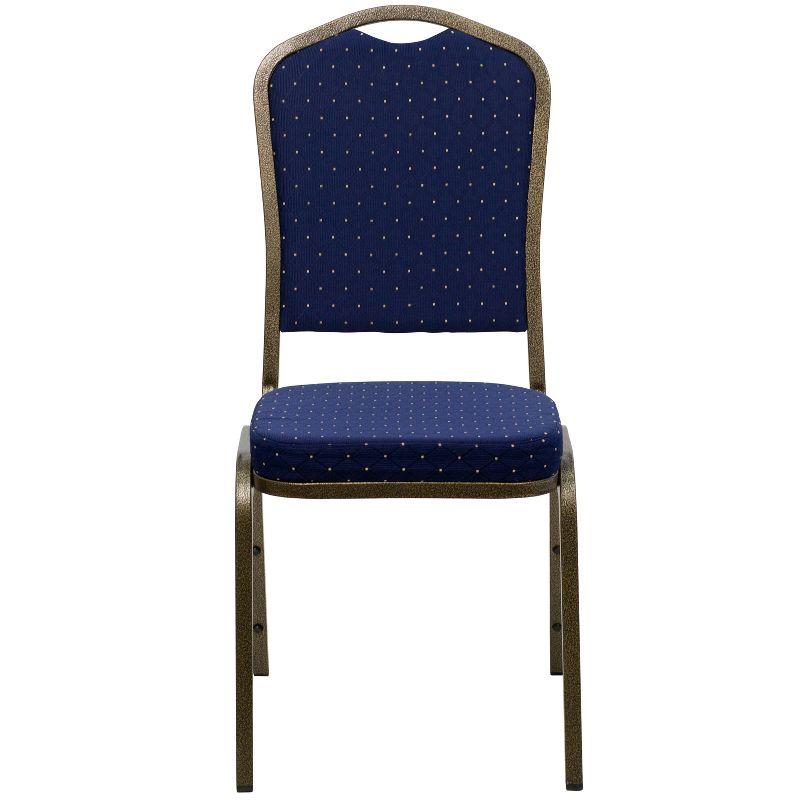Flash Furniture HERCULES Series Crown Back Stacking Banquet Chair in Navy Blue Dot Patterned Fabric - Gold Vein Frame