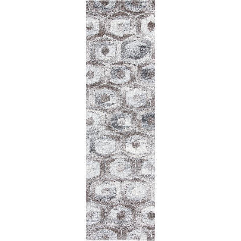 Handmade Abstract Gray Wool Tufted Area Rug - 2'3" x 8'