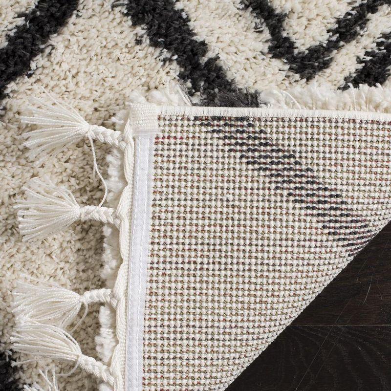 Moroccan Fringe Shag 200 MFG244 Power Loomed Area Rug Cream / Charcoal 5'-3" X 7'-6" - Safavieh.