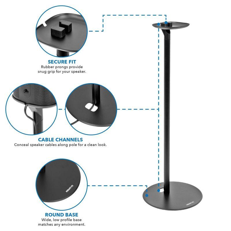 Mount-It! Speaker Floor Stand for Sonos One, SL, and Play:1 [28" Tall] Built-in Cable Management, Lightweight, Space Saving, Enhanced Surround Sound