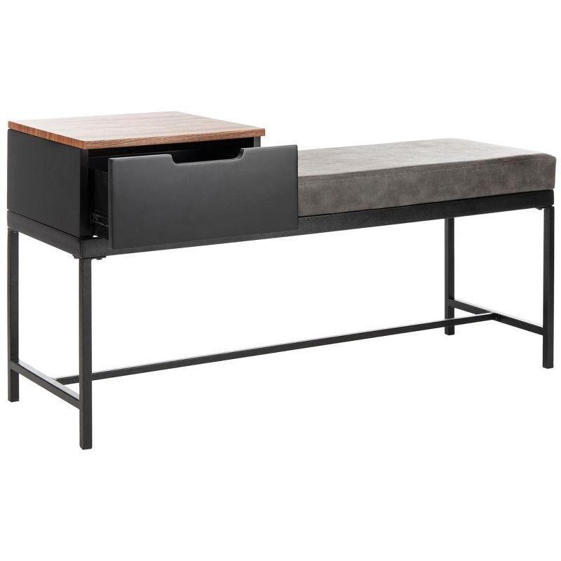 Maruka Bench with Storage - Brown/Grey - Safavieh