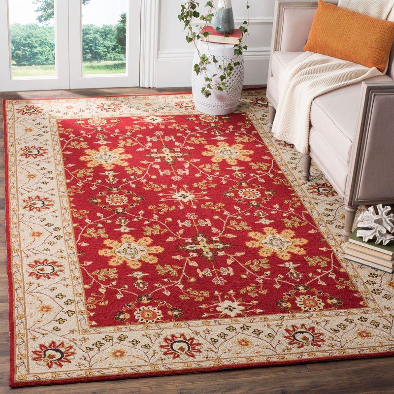 Reversible Red/Ivory Synthetic Hand-Knotted Easy Care Area Rug - 9' x 12'