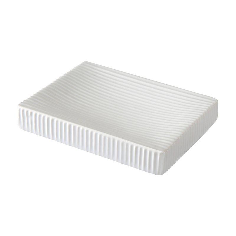 Hotelier White Ceramic Ribbed Soap Dish