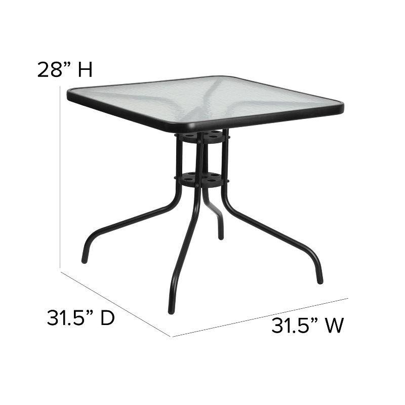 Flash Furniture 5 Piece Outdoor Patio Dining Set - Tempered Glass Patio Table, 4 Flex Comfort Stack Chairs