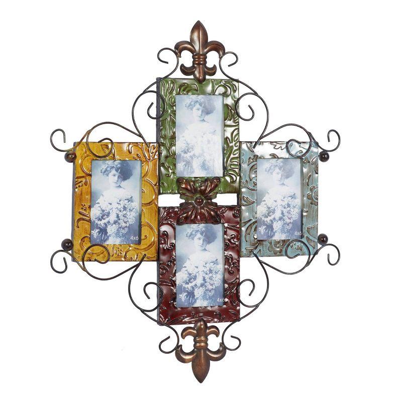 Multi-Colored Iron Scroll Wall Photo Frame with Floral Motif