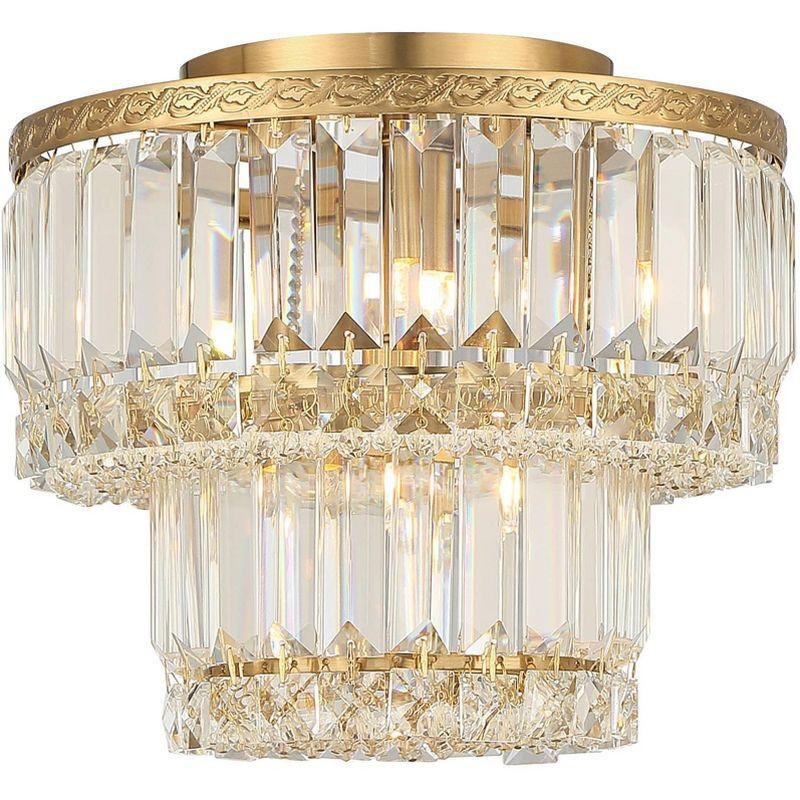 Vienna Full Spectrum Magnificence Modern Ceiling Light Flush Mount Fixture 10 1/2" Wide Soft Gold 3-Light LED Faceted Crystal for Bedroom Living Room