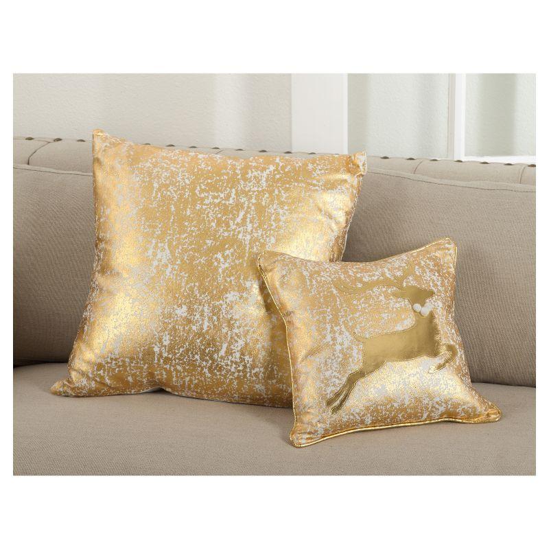 18" Gold Metallic Foil Print Cotton Throw Pillow