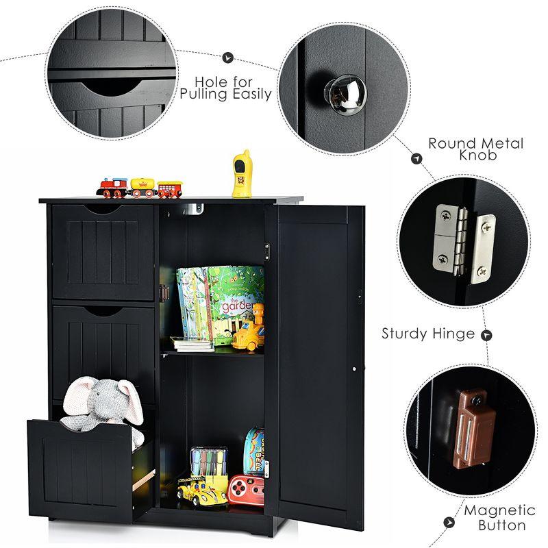 Black MDF Storage Cabinet with Adjustable Shelving