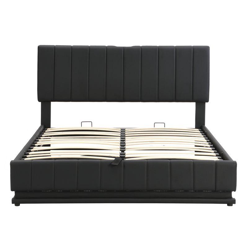 Full/Queen Size Lift Up Storage Bed With Storage Space&16-Color LED Light, Modern Platform Bed Frame With Sockets And USB Ports