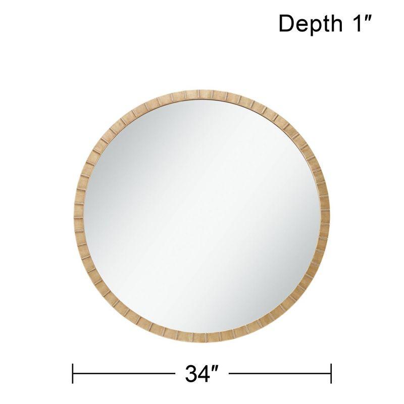 Uttermost Gracia Round Vanity Decorative Wall Mirror Modern Warm Gold Leaf Tiled Iron Frame 34" Wide for Bathroom Bedroom Living Room Home Office