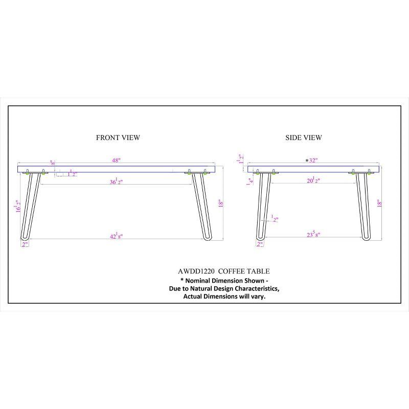 Acacia Wood & Metal Hairpin 51" Live Edge Coffee Table