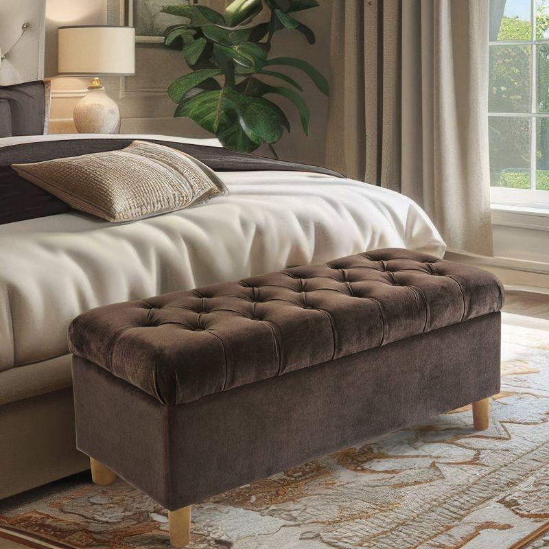 HomePop Velvet Upholstered Storage Bench
