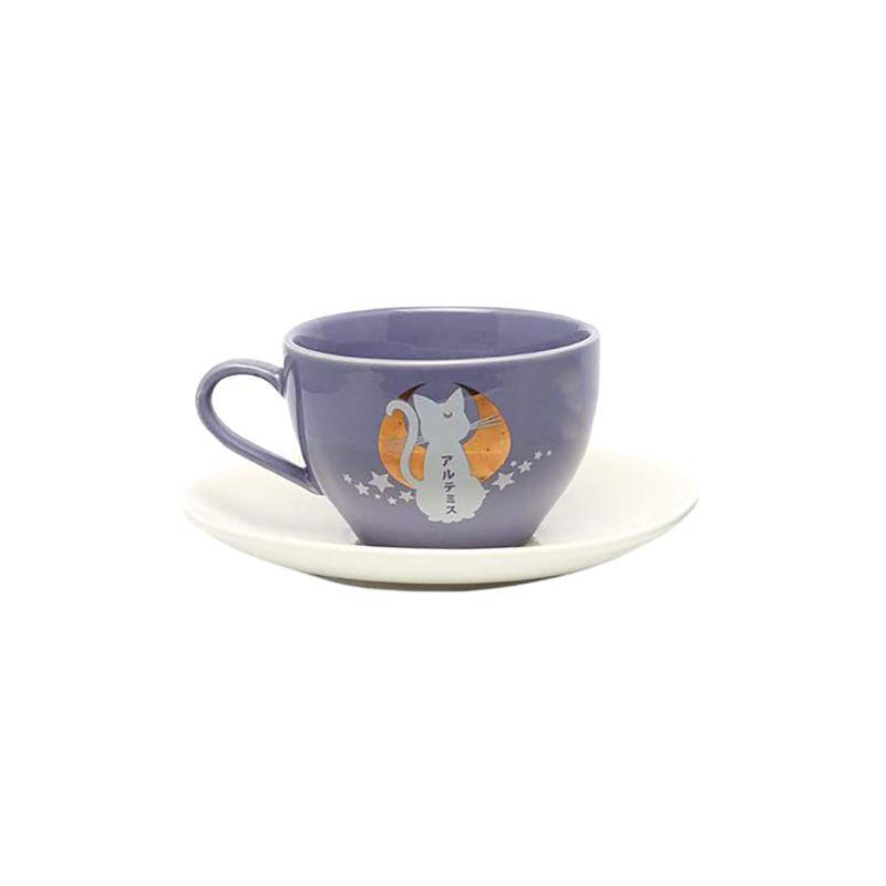 Sailor Moon Anime Manga Luna and Artemis 4 PC Tea Cup Set 6.7 oz 2 Saucers 2 Cups Multicoloured