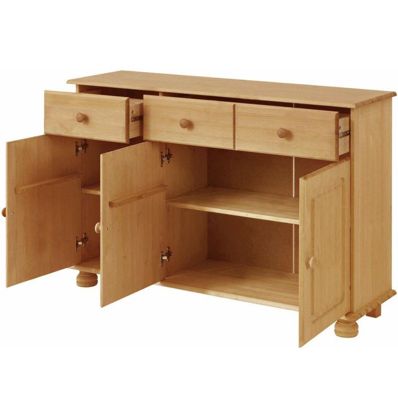 RealRooms Chester Sideboard with 3 Drawers and 2 Cabinets, Stained Brown