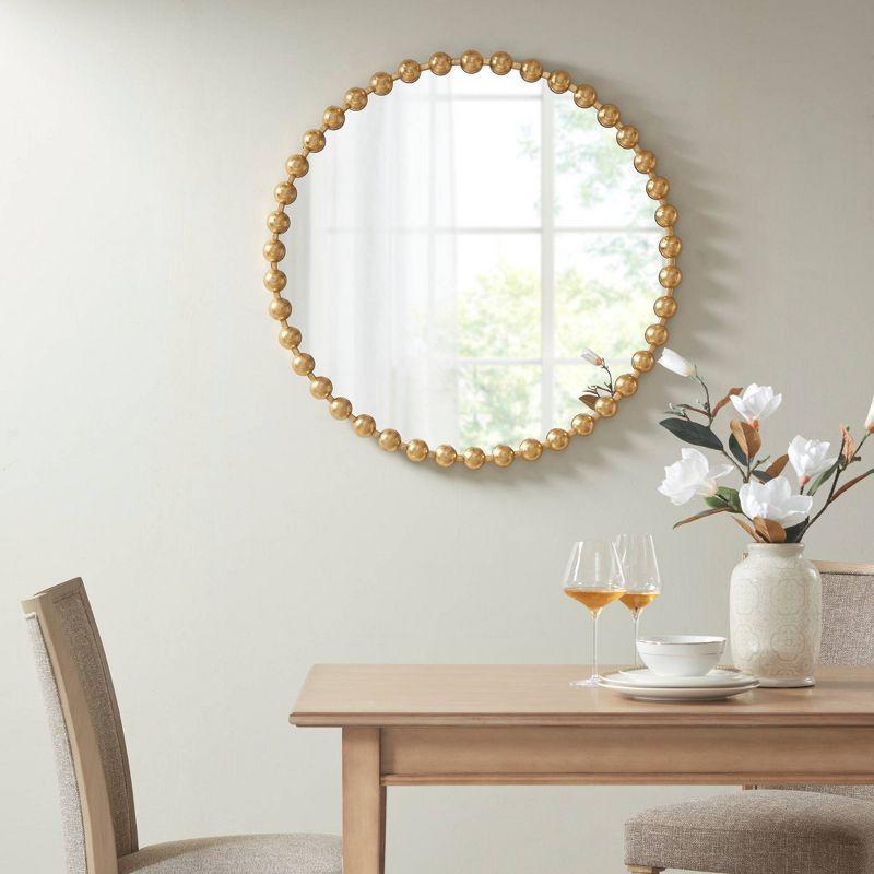 Marlowe Beaded Round Metal Wall Mirror