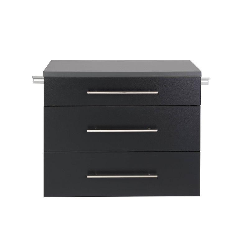 Versatile Wall-Mounted Black Laminated Composite Wood 3-Drawer Cabinet