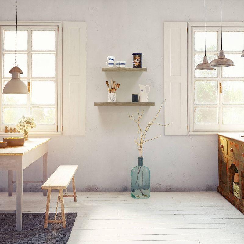 InPlace 24" Floating Shelf Wall Mounted Hidden Brackets Rustic Wood: Modern Design, MDF, Smooth Finish, Includes Mounting Hardware