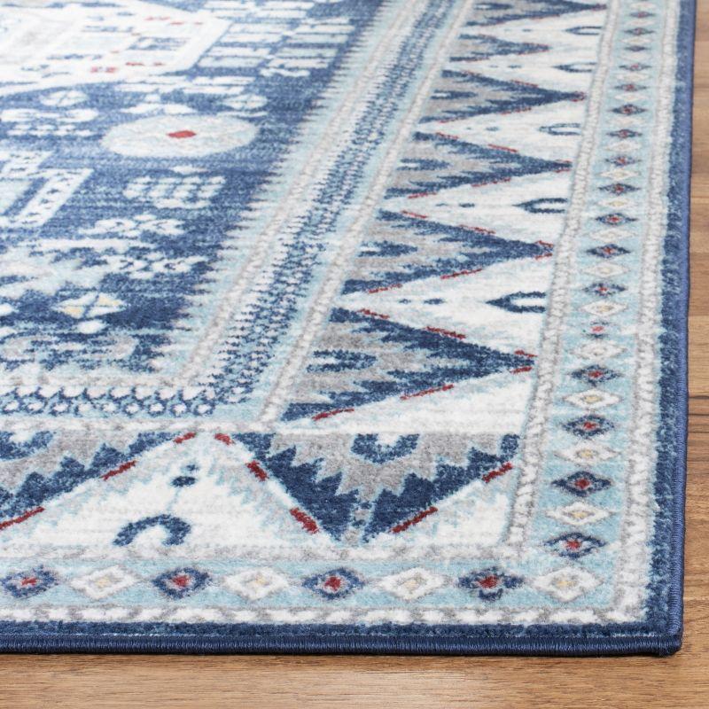 Kazak 100 KZK118 Machine Made Indoor Area Rug - Blue/Creme - 5'3"x7'6" - Safavieh