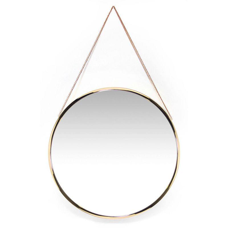 17.5" Franc Round Hanging Wall Mirror with Metal Chain Gold - Infinity Instruments: Modern Decor, No Assembly Required