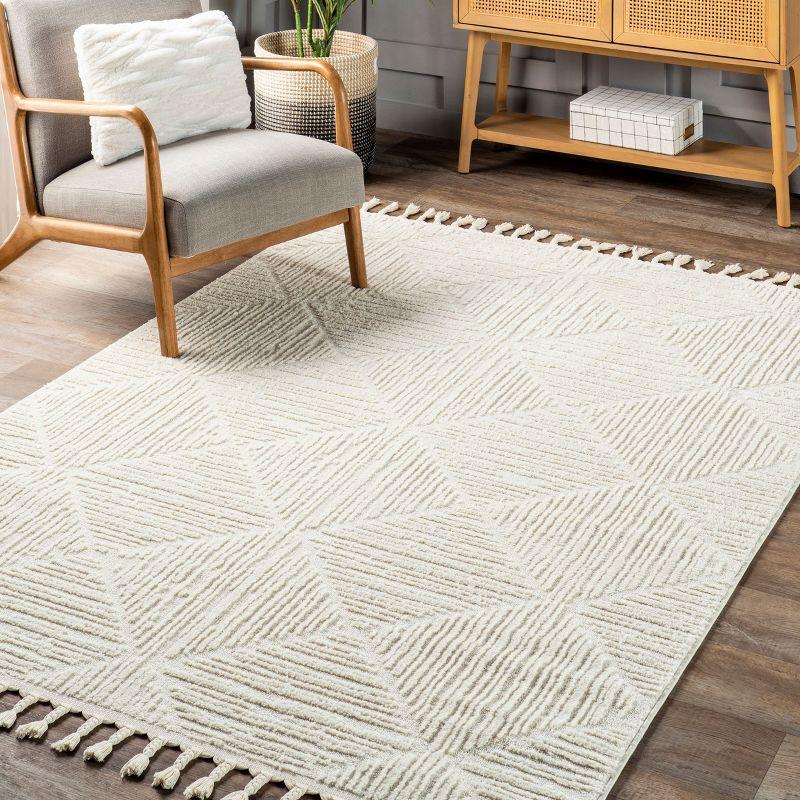 Nuloom Kerry Textured Geometric Tasseled Indoor Area Rug