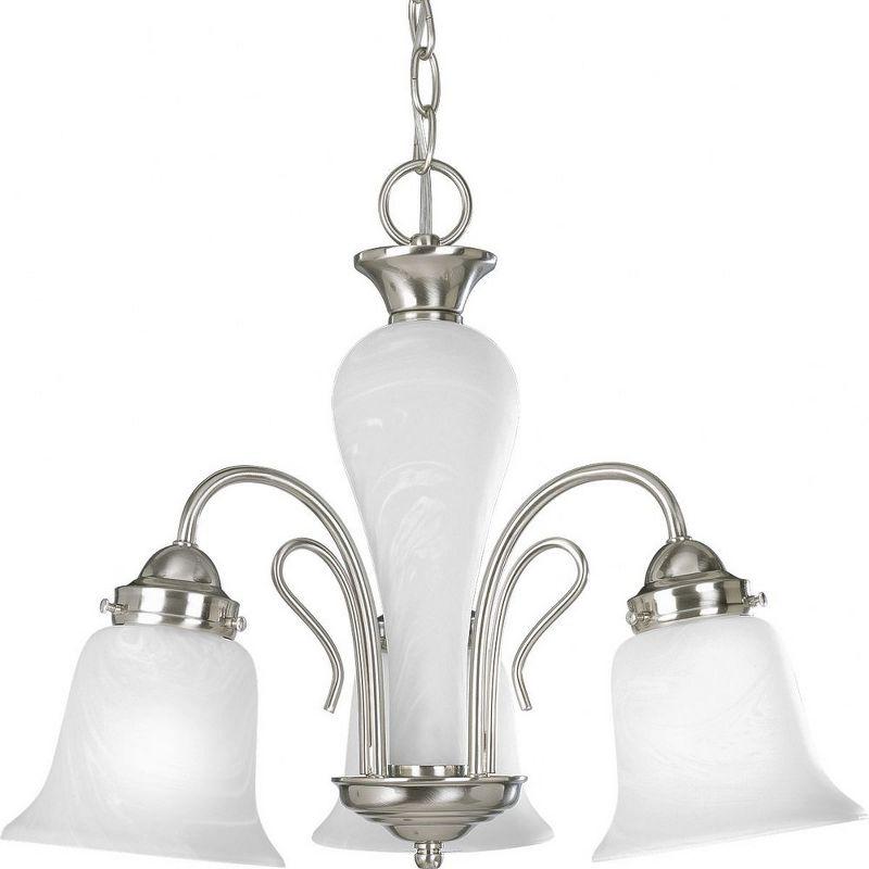 Progress Lighting Bedford 3-Light Chandelier, Brushed Nickel, Alabaster Glass Shades