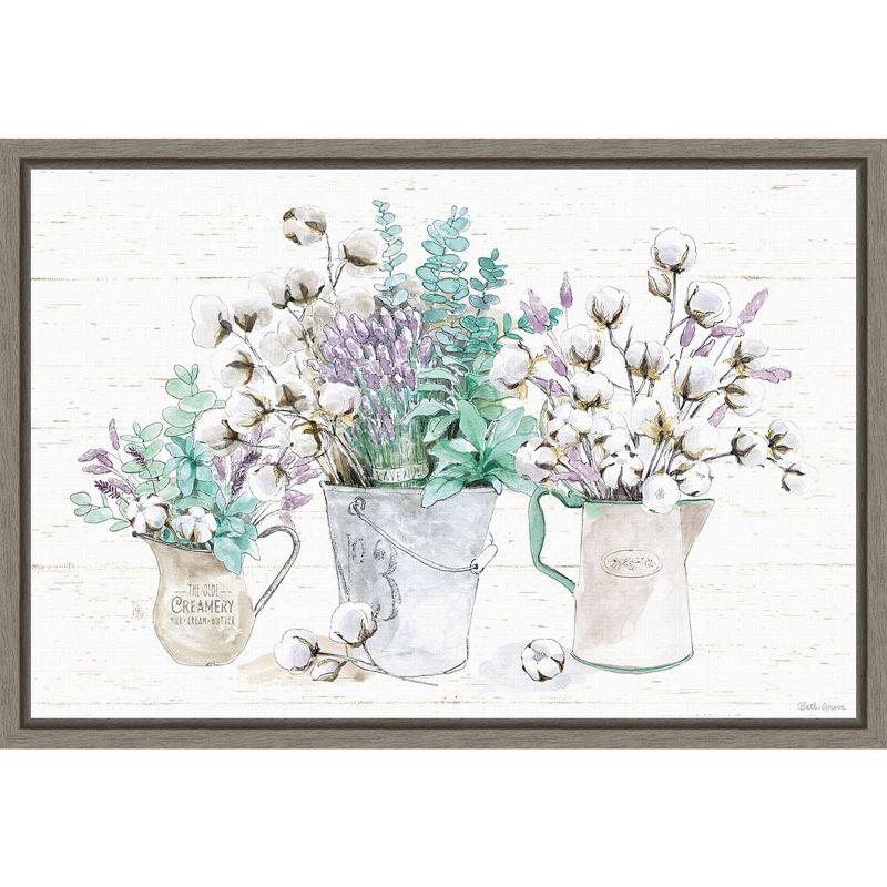 Farmhouse Cotton and Lavender Framed Canvas Wall Art Print