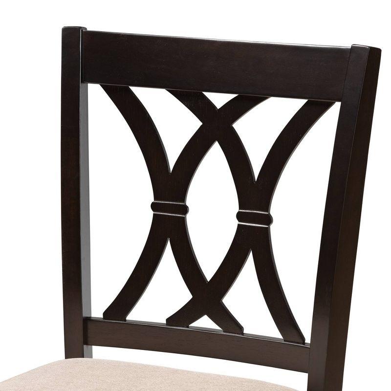 Set of 2 Reneau Finished Wood Counter Height Barstools Brown - Baxton Studio: Rubberwood Frame, Upholstered, 42.5" Height