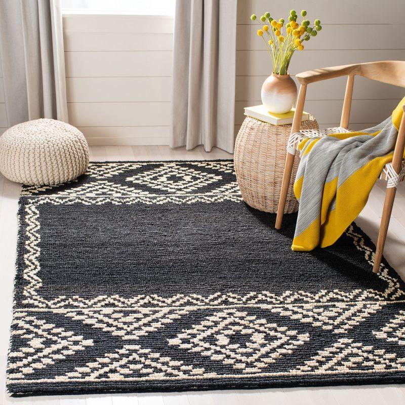 Hand-Knotted Easy Care Black Jute 5' x 8' Area Rug