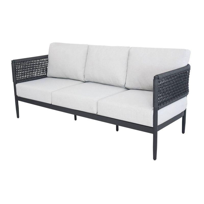 International Concepts 5pc Woven Abaca Rope Outdoor Patio Conversation Furniture Sets: Includes Rockers, Aluminum Frame