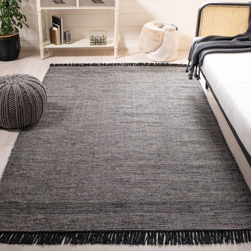 Montauk Black Handwoven Cotton Flat Woven Area Rug