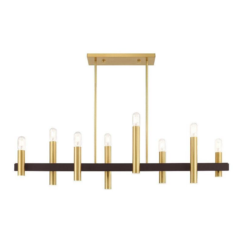 Helsinki Satin Brass & Bronze 8-Light Linear Chandelier with Crystal Accents