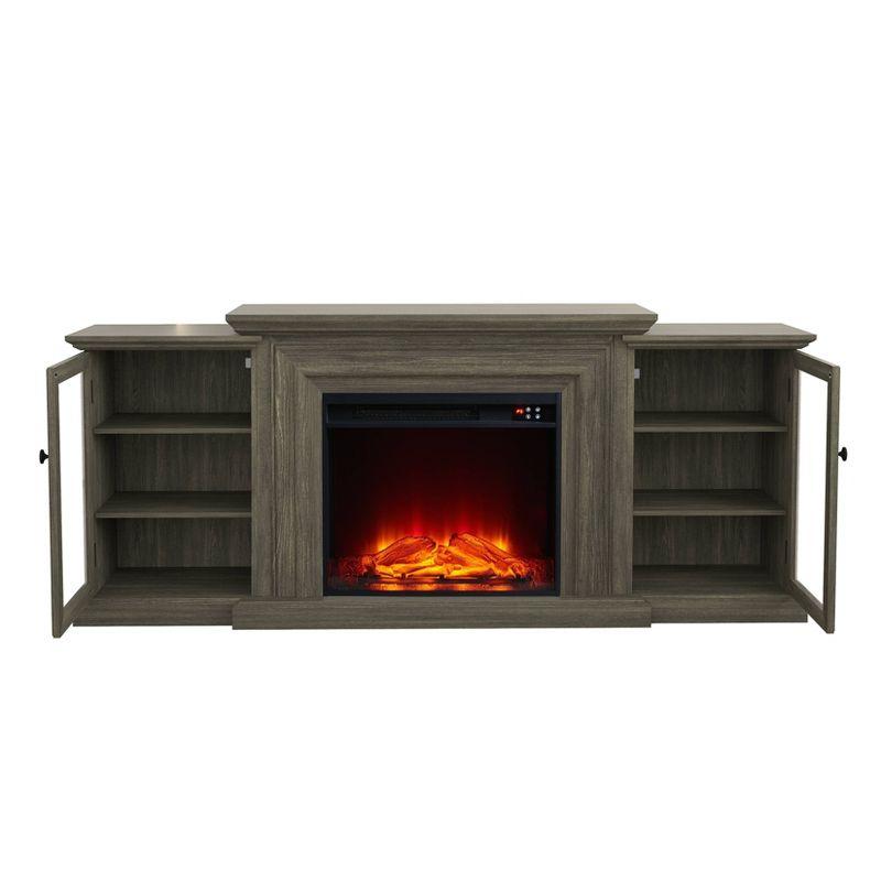 Festivo 71" Vintage TV Stand for TVs up to 70" with Electric Fireplace Brown