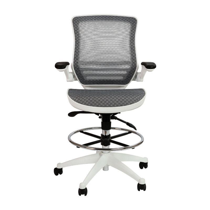 Flash Furniture Mignone Mid-Back Transparent Mesh Office Chair with Flip-Up Arms