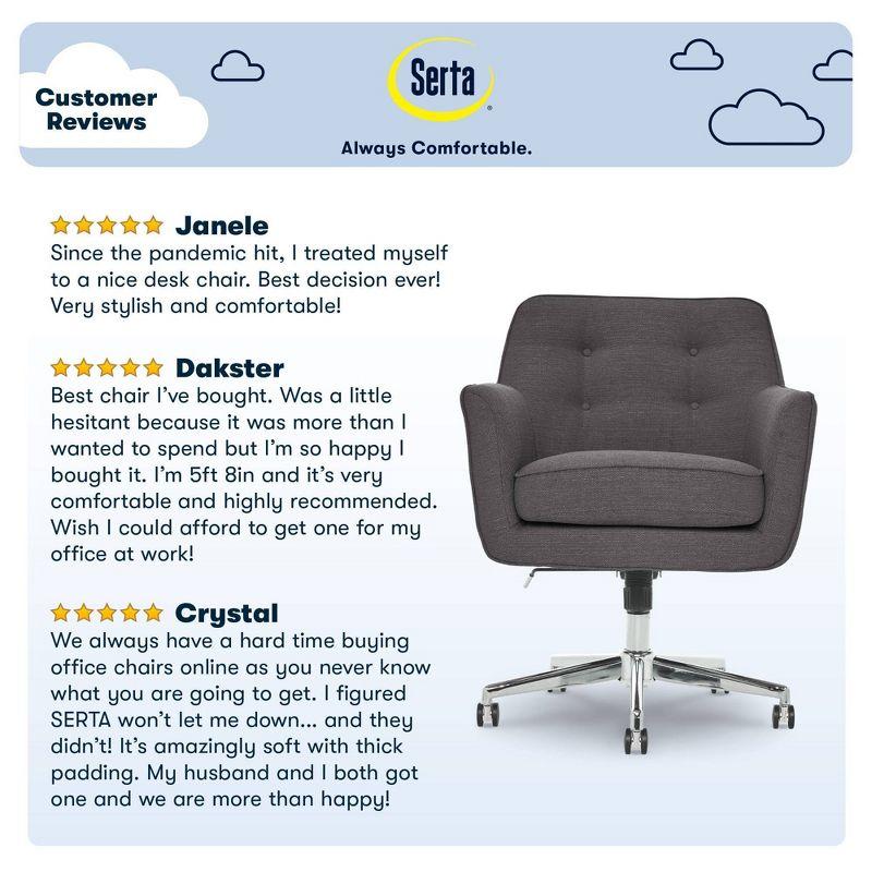 Style Ashland Home Office Chair Inviting Graphite - Serta: Mid-Century, Tufted, Adjustable