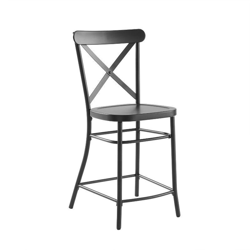 Set of 2 Camille Metal Counter Height Barstools Matte Black - Crosley: Sturdy Steel Frame, Kitchen Island Seating