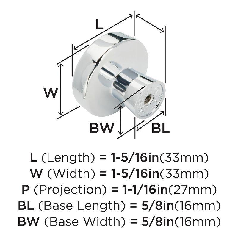 Polished Chrome Round Cabinet Knob with Mounting Hardware