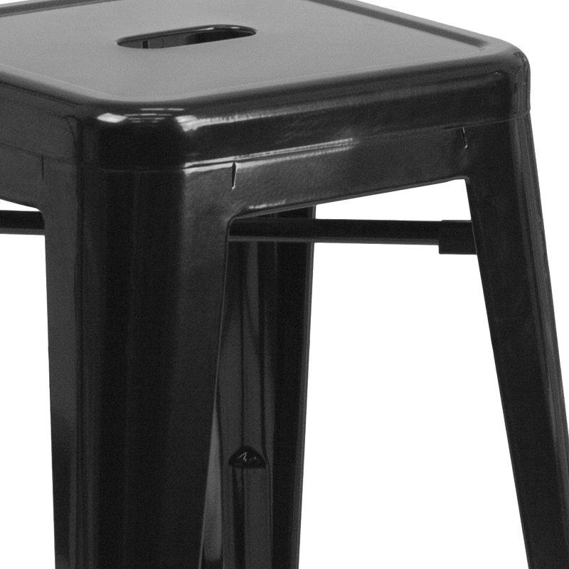 Flash Furniture Commercial Grade 24" High Backless Metal Indoor-Outdoor Counter Height Stool with Square Seat