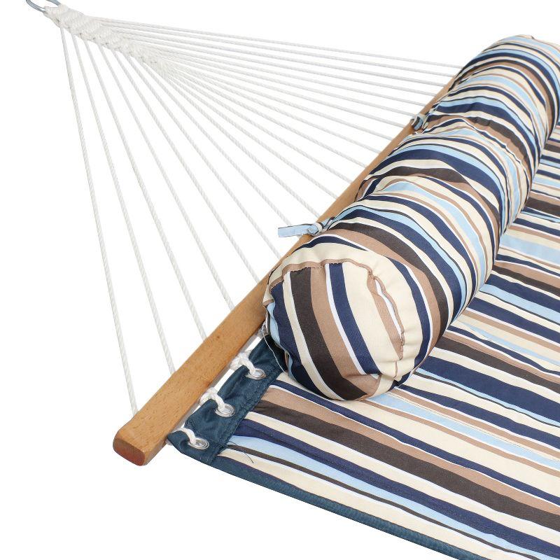 Sunnydaze Two-Person Quilted Fabric Hammock with Spreader Bars - 450 lb Weight Capacity