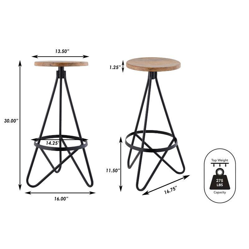 JONATHAN Y Spiroa Modern Industrial Metal Backless Circular Bar Stool